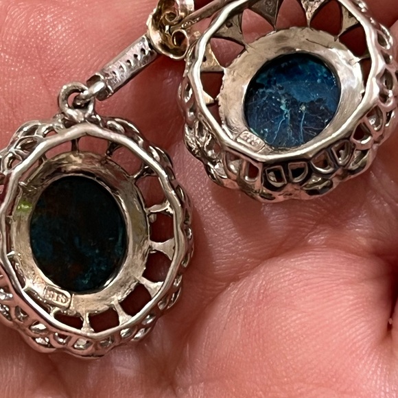 VTG Southwestern Apatite Blue Stone Sterling Silver 925 Post Pierced Earrings - Picture 6 of 6